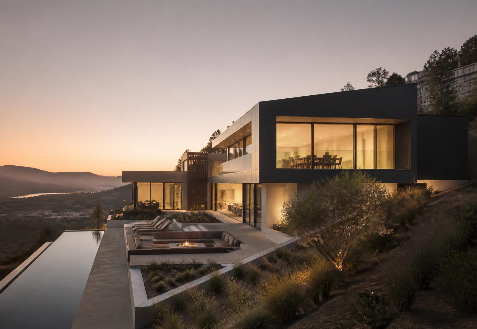 Placeholder — modern hillside home at dusk. Replace with David's own listing or brand photography.