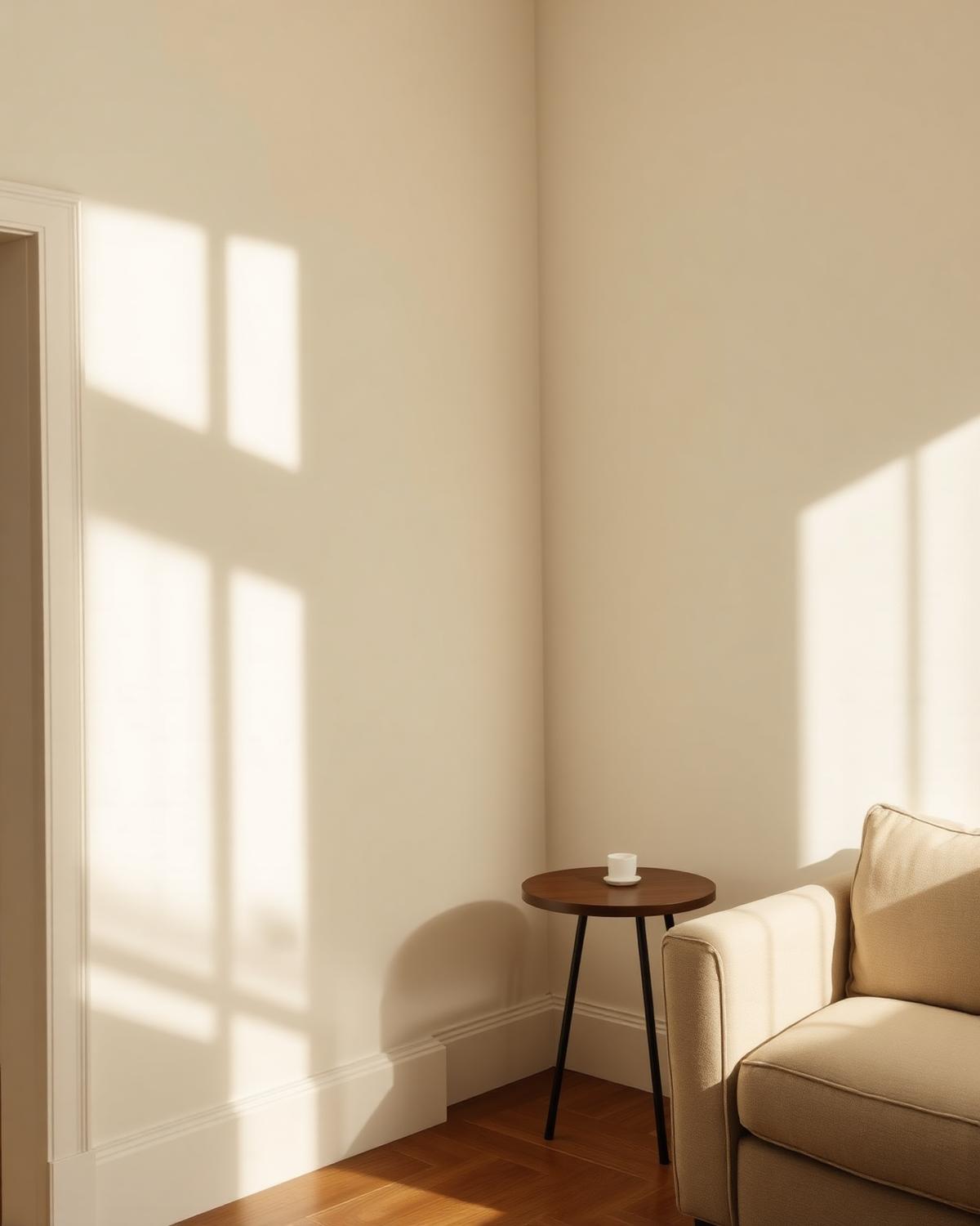 Placeholder — warm minimal interior. Alt text to be updated with real imagery.